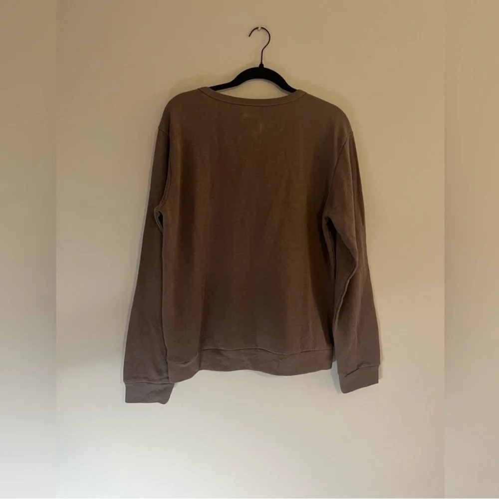 NWT Chaser Lace-Up Long Sleeve Pullover Sweatshirt Taupe Brown Size Large - Picture 4 of 4